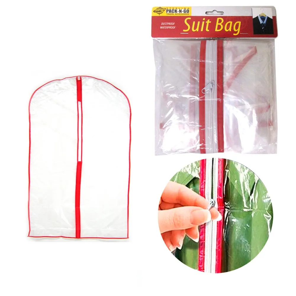 12X Clear Garment Bag Foldable 34" Suit Dress Jacket Cover Zipper Travel Storage