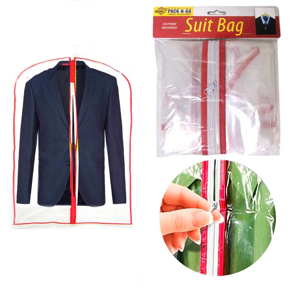 12X Clear Garment Bag Foldable 34" Suit Dress Jacket Cover Zipper Travel Storage