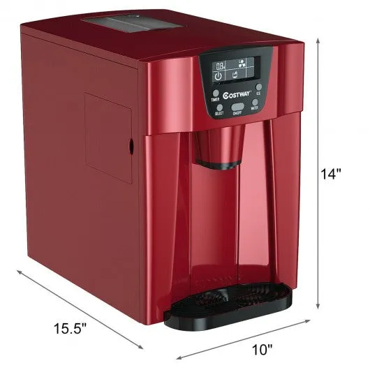 2-In-1 Ice Maker Water Dispenser 36lbs/24H LCD Display-Red