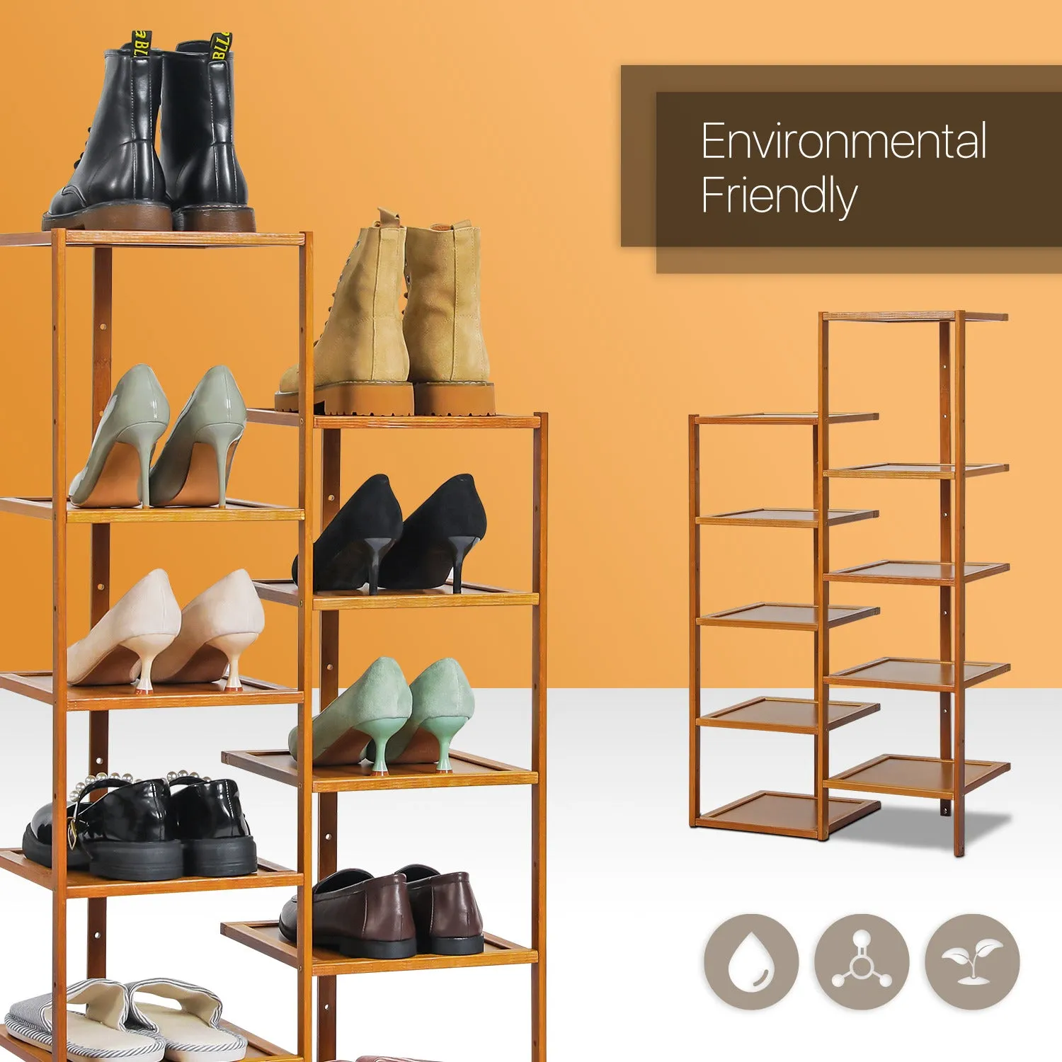 21" Twin Stand Shoe Rack - Brown