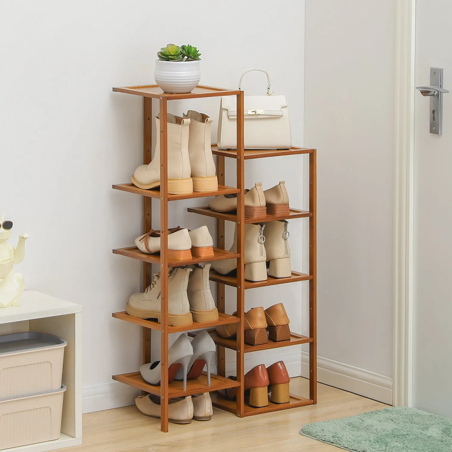 21" Twin Stand Shoe Rack - Brown
