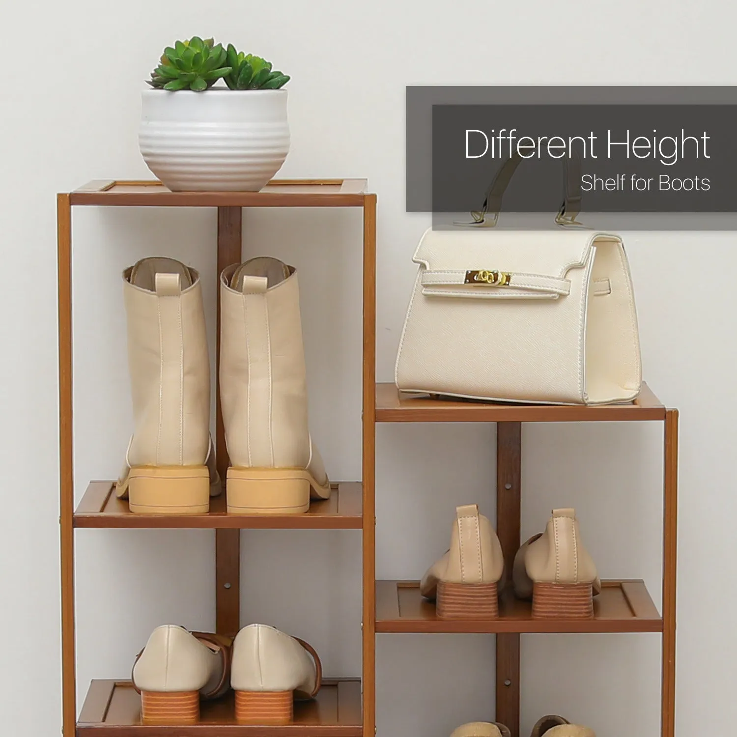 21" Twin Stand Shoe Rack - Brown
