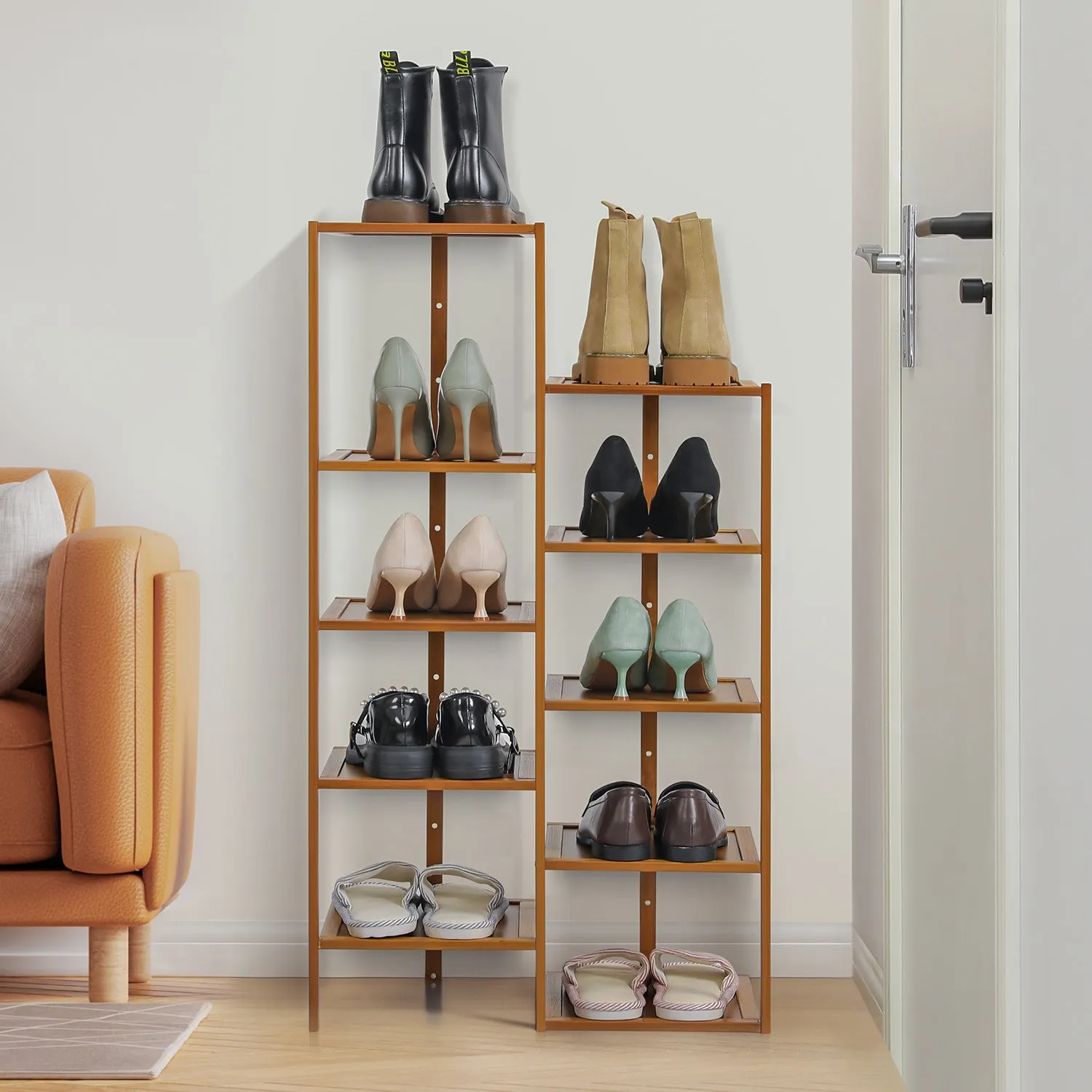 21" Twin Stand Shoe Rack - Brown