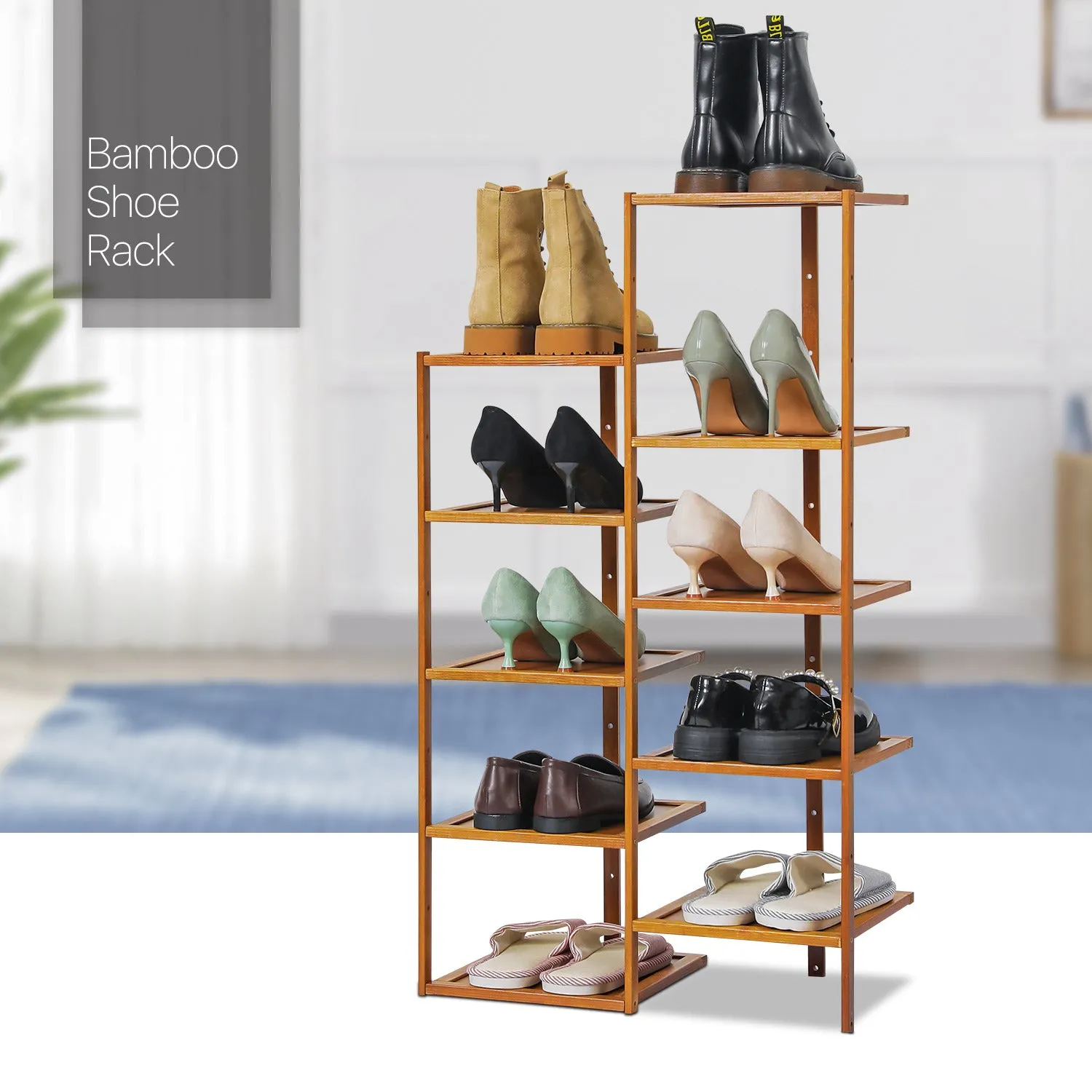 21" Twin Stand Shoe Rack - Brown