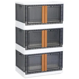 3-Pack 19 Gallon Foldable Plastic Collapsible Storage Bins With Lids