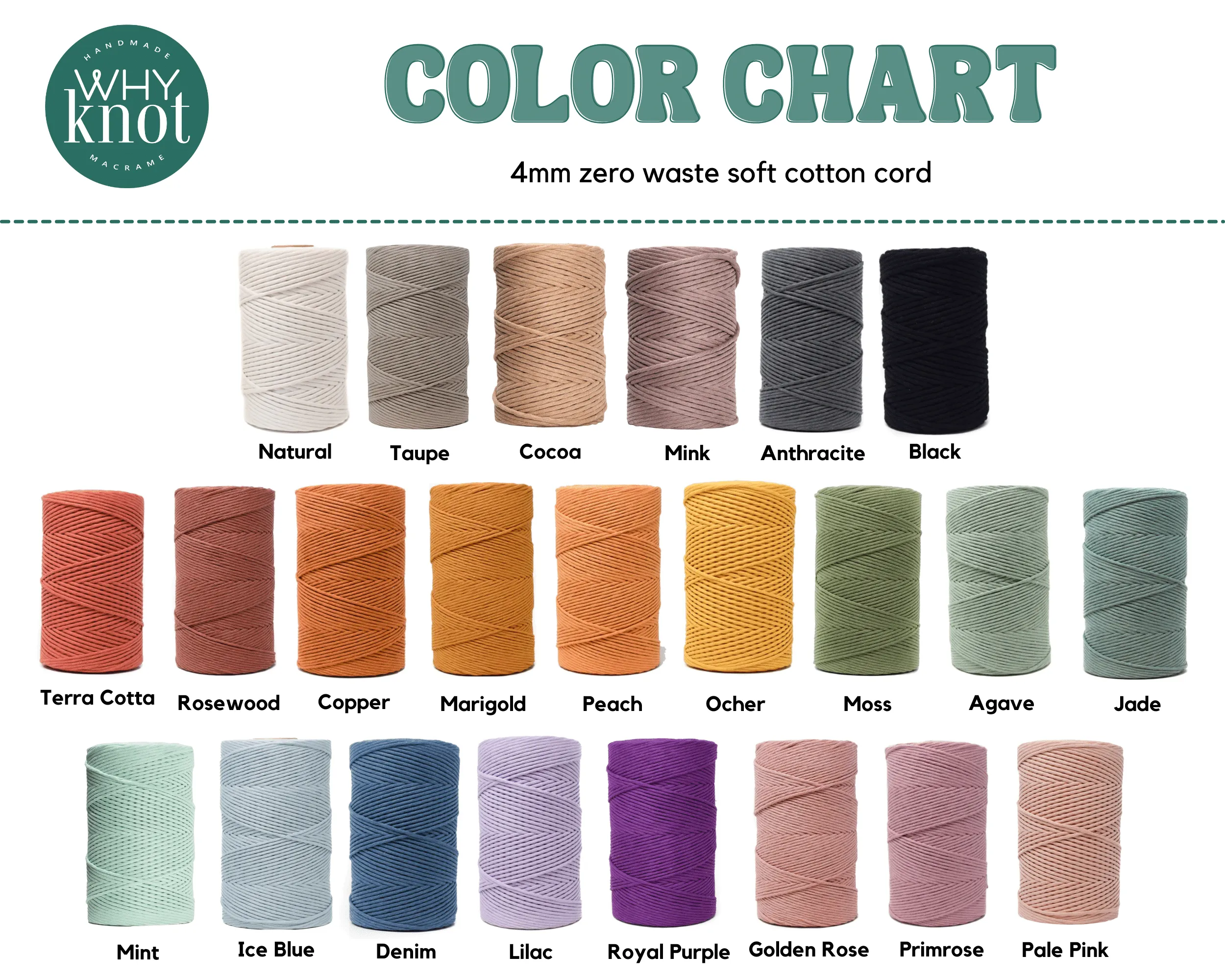 4mm Recycled Cotton Macrame Cord - Sample Size