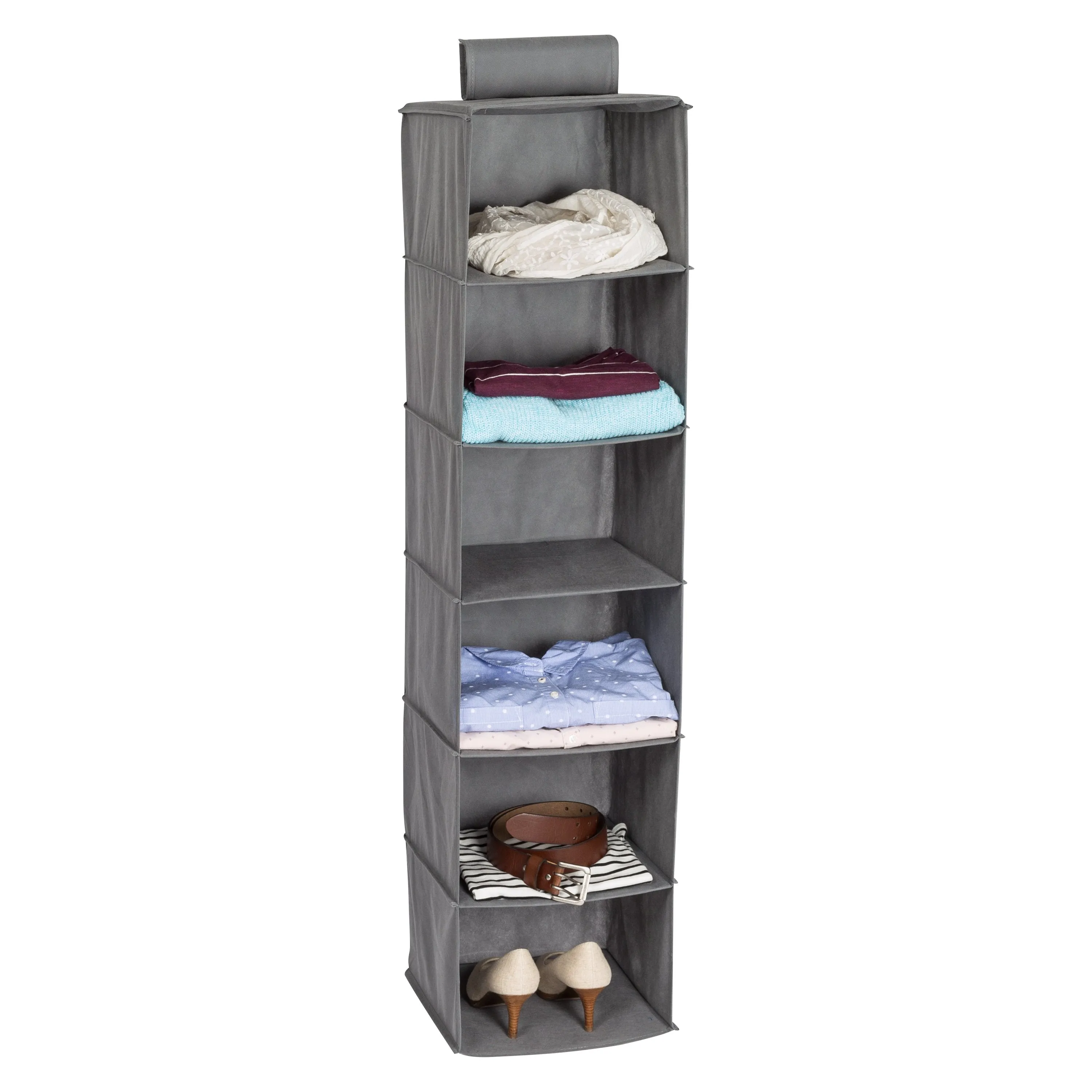 6-Shelf Hanging Closet Organizer, Grey