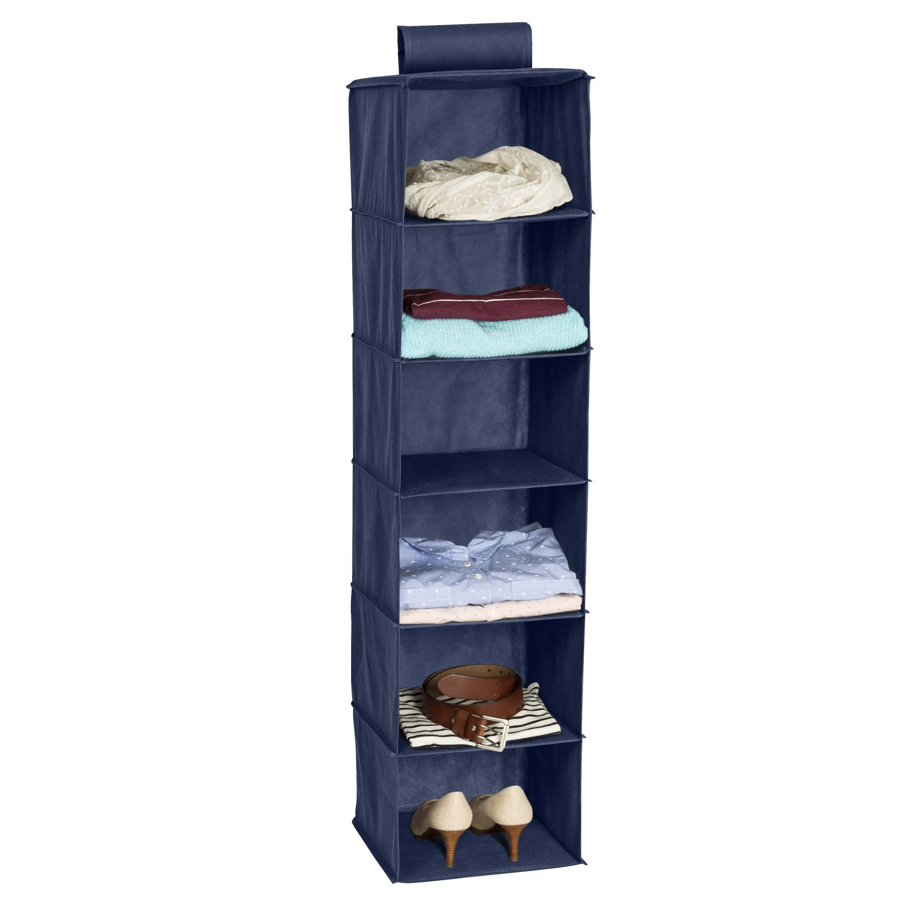 6-Shelf Hanging Closet Organizer, Navy