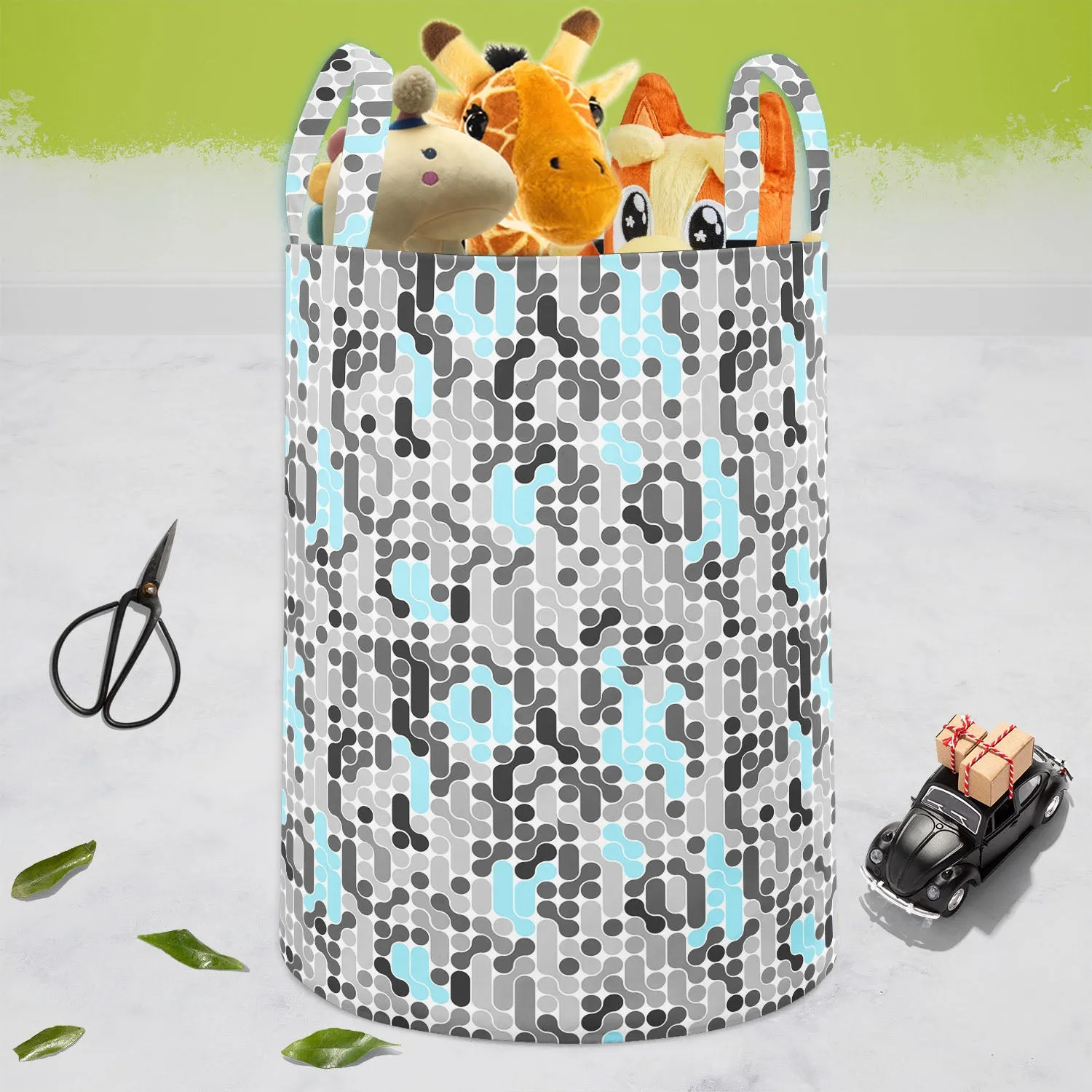 Abstract Geometric D2 Foldable Open Storage Bin | Organizer Box, Toy Basket, Shelf Box, Laundry Bag | Canvas Fabric
