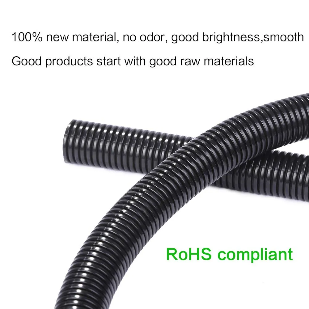 Alex Tech 10ft-1/4" 10ft-3/8" 10ft-1/2" Split Wire Loom Tubing Wire Conduit – Black