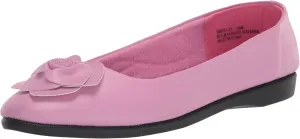 AmeriMark Classic Women Slip-On Rose Ballet Flat  Ladies Comfortable No-Skid Arch Support Dress Shoe with Floral Accents