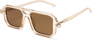 AMOMOMA Vintage Square 70s Flat Aviator Sunglasses for women Classic Retro Stylish Frame UV400 Sun glasses AM6643