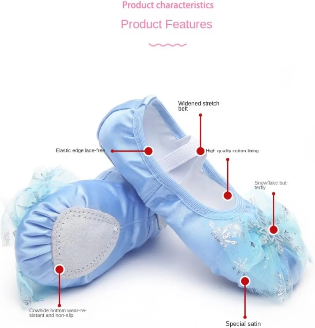 Anneken Ballet Shoes for Girls Satin Dance Flat Practice Slippers Split Soft Leather Flat Sole Yoga Gymnastics Shoes