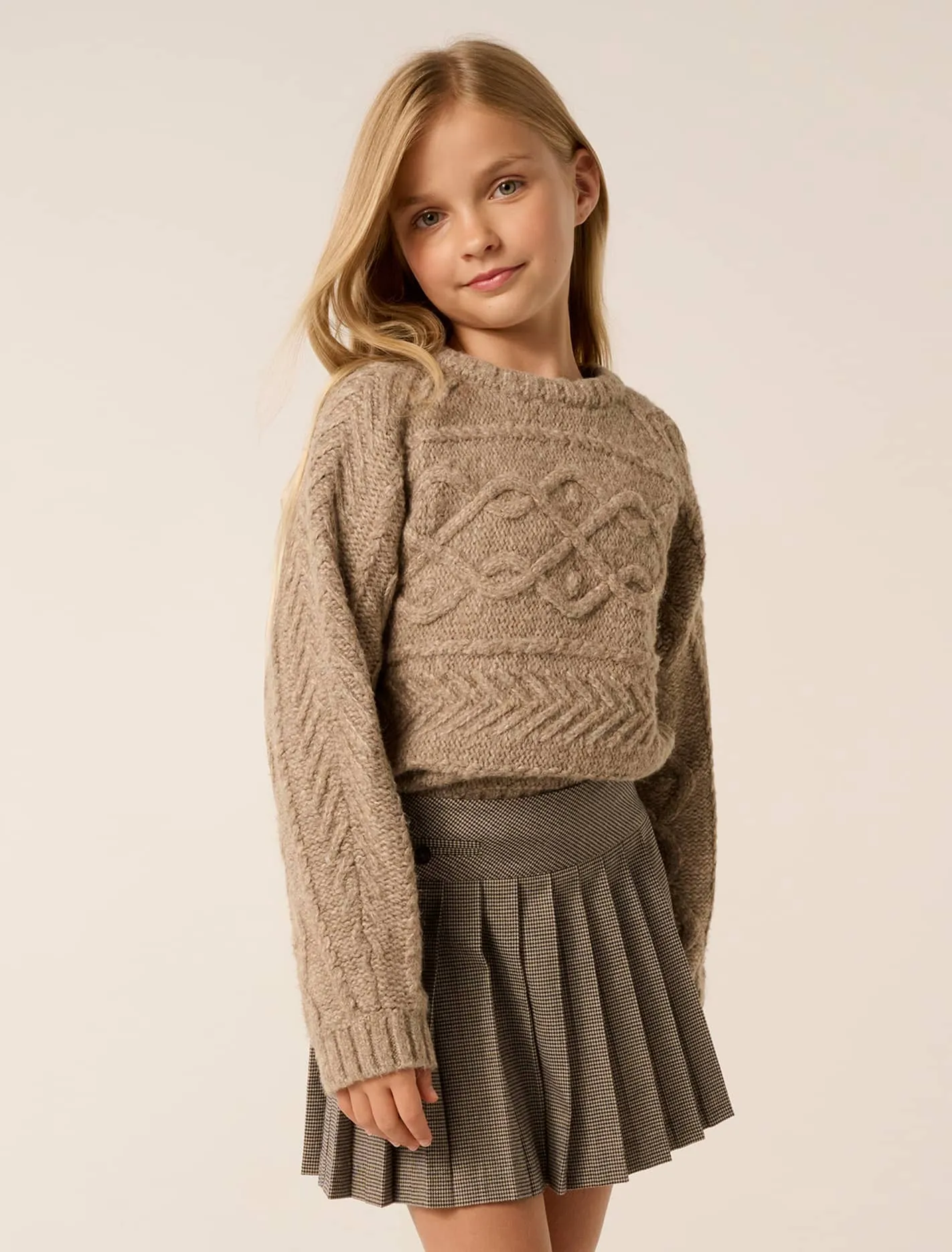 Ari Teen Cable Cropped Sweater