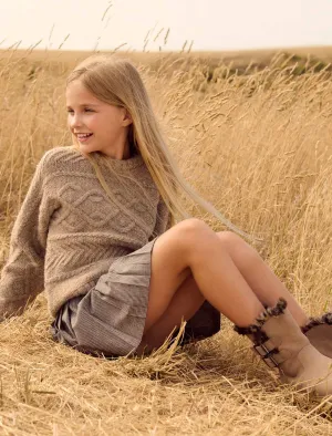 Ari Teen Cable Cropped Sweater