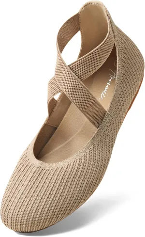 Arromic Nude Flats for Women Round Toe Ballet Flats with Ankle Straps Ballerina Flat Shoes Women Dressy Comfortable for Work Wedding Office Casual