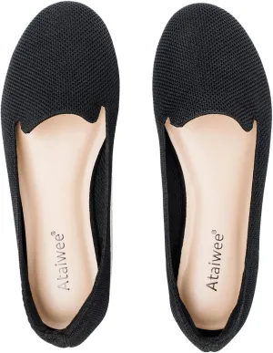 Ataiwee Women's Wide Width Flat Shoes - Casual Round Toe Breathable Plus Size Comfortable Non-Slip Loafers.