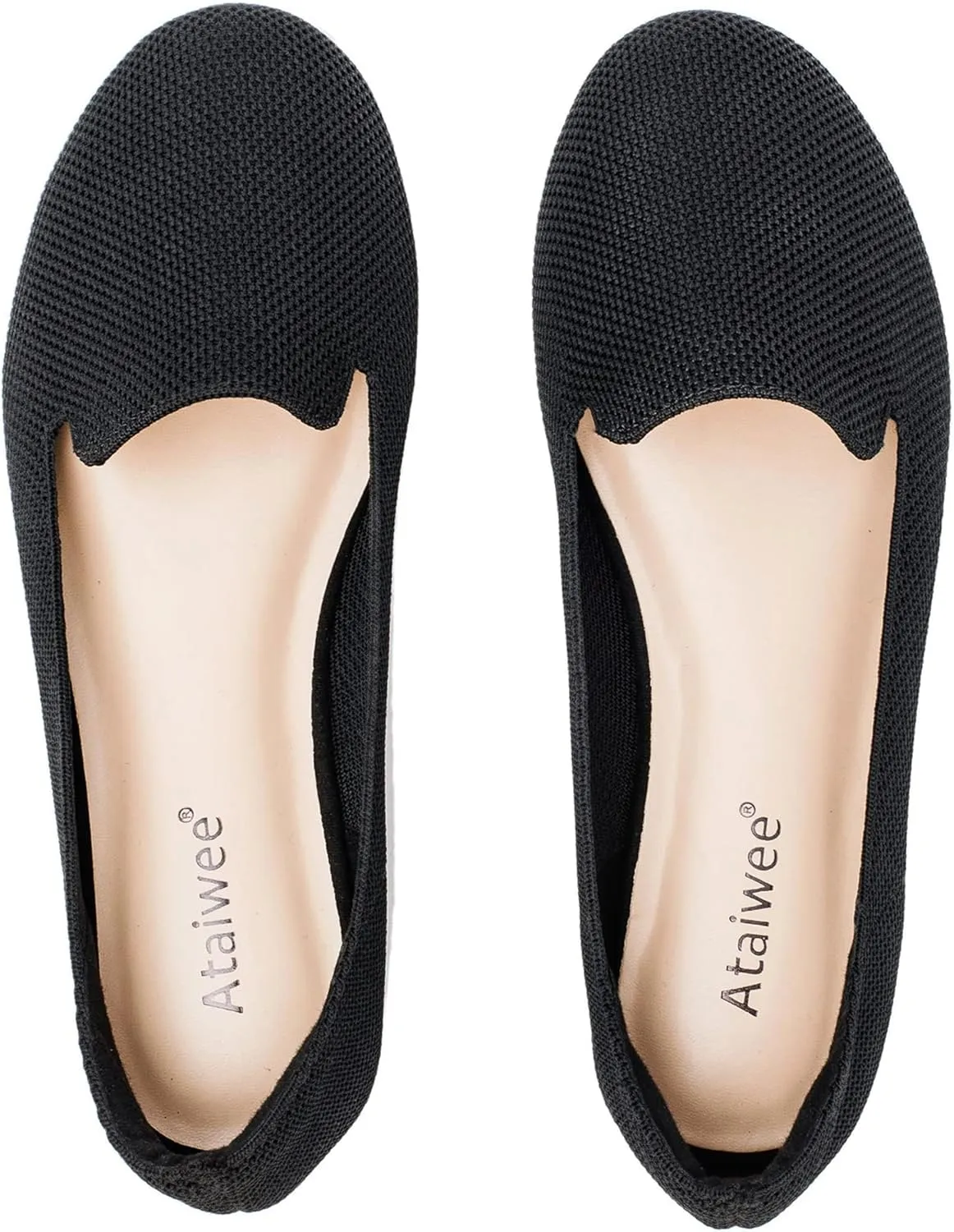 Ataiwee Women's Wide Width Flat Shoes - Casual Round Toe Breathable Plus Size Comfortable Non-Slip Loafers.