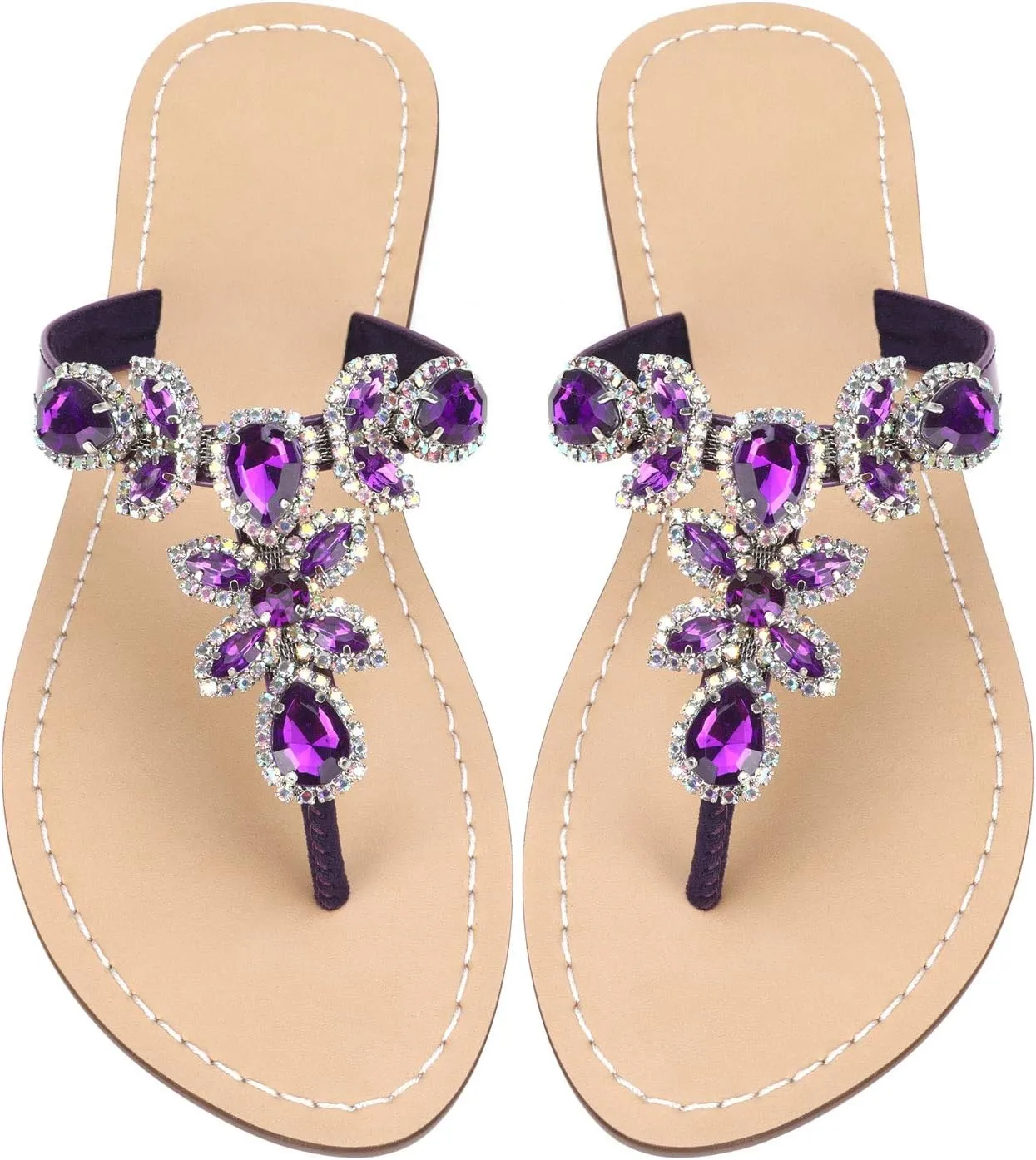 Available in 13 Colors,Rhinestone Sandals,Women's Flat Sandals,Flip Flop,Jeweled Sandals