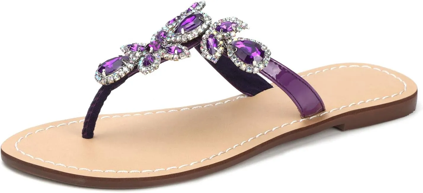 Available in 13 Colors,Rhinestone Sandals,Women's Flat Sandals,Flip Flop,Jeweled Sandals