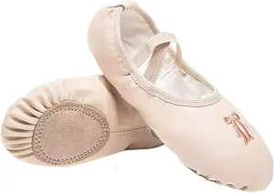Ballet Dance Shoes for Girls Split Sole Embroidered Bow Design Toddler Little Girls