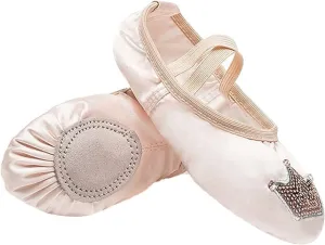 Ballet Dance Shoes for Girls Split Sole Embroidered Crown Design