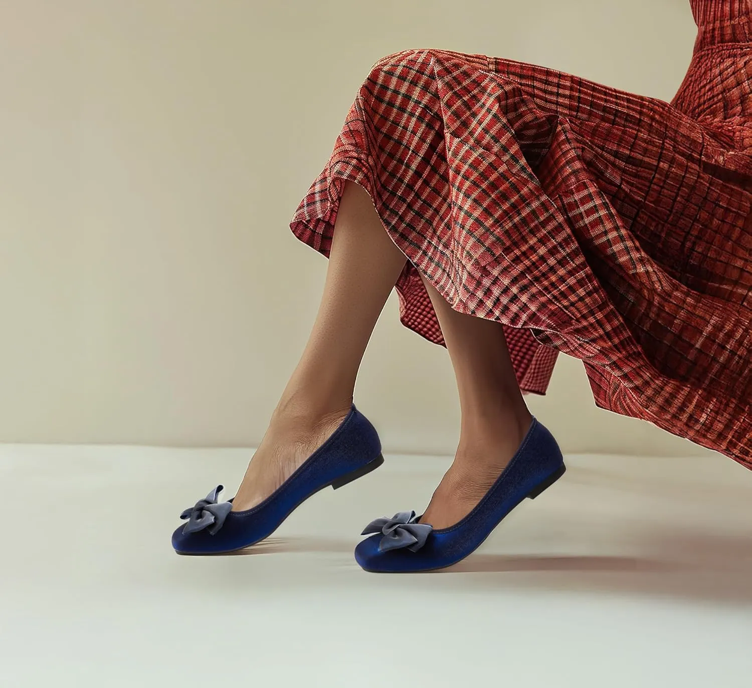 Ballet Flats for Women ; Square Toe Mary Jane Flats ; Satin Material Ballet Shoes ; Bowknot Elegant Dressy Women Shoes