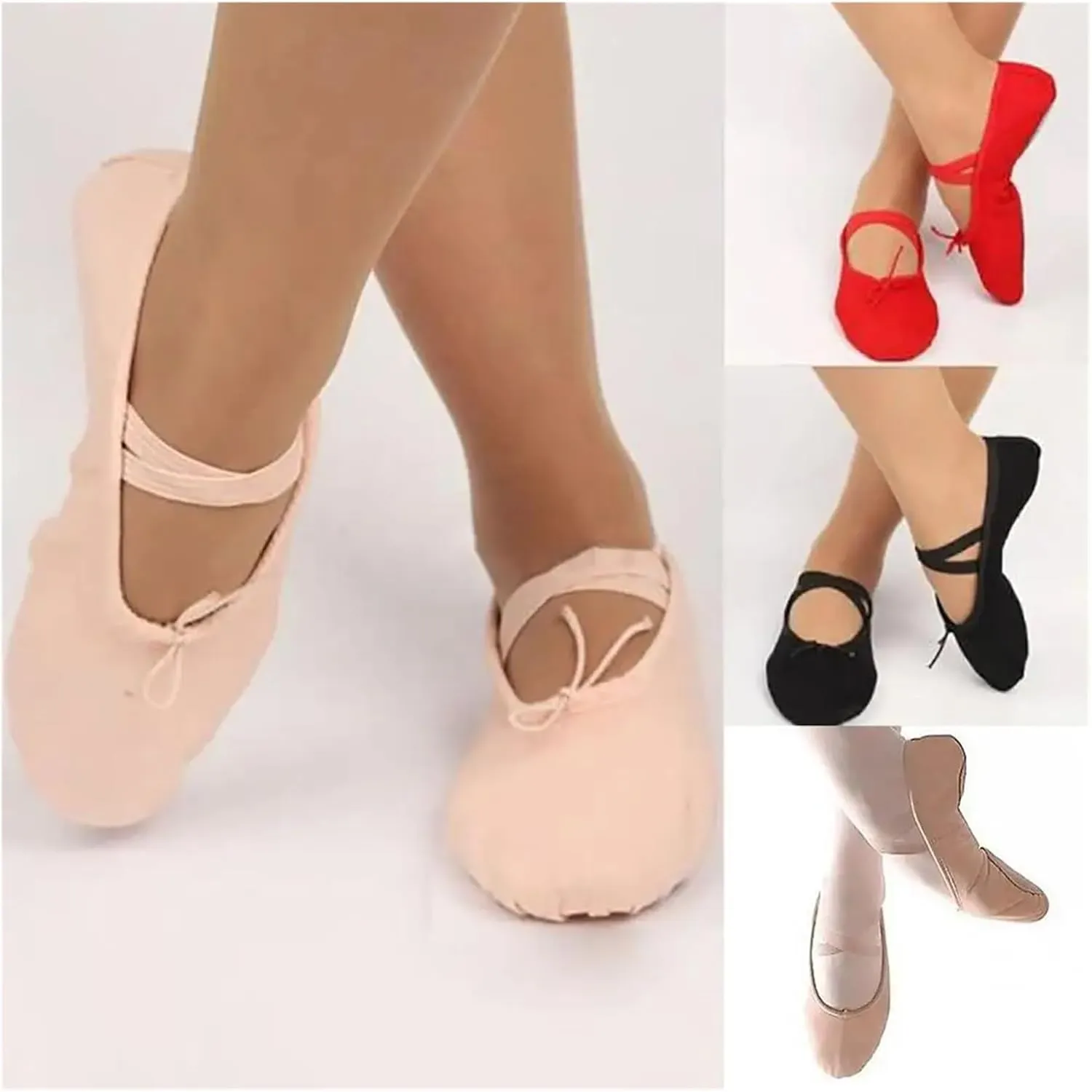 Ballet Shoes Girls Flat Canvas Head Black White Soft Ballet Slippers Ballet Belly Gym Yoga Dance Shoes Kids Woman Man for Girls Toddler Ballet Slippers(Beige,27)