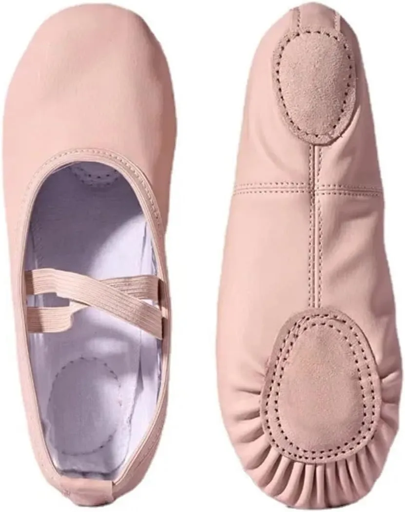Ballet Shoes Women's Ballet Slippers for Woman Danseuse PU Leather Professional Dancers for Girls Kids Soft Sole Children Dance Shoes for Girls Toddler Ballet Slippers(Lace Up Split Sole,26)