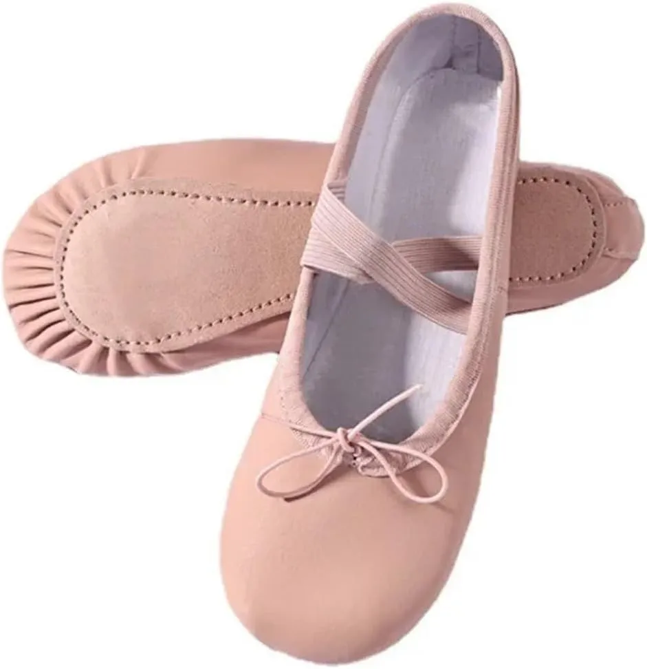 Ballet Shoes Women's Ballet Slippers for Woman Danseuse PU Leather Professional Dancers for Girls Kids Soft Sole Children Dance Shoes for Girls Toddler Ballet Slippers(Lace Up Split Sole,26)