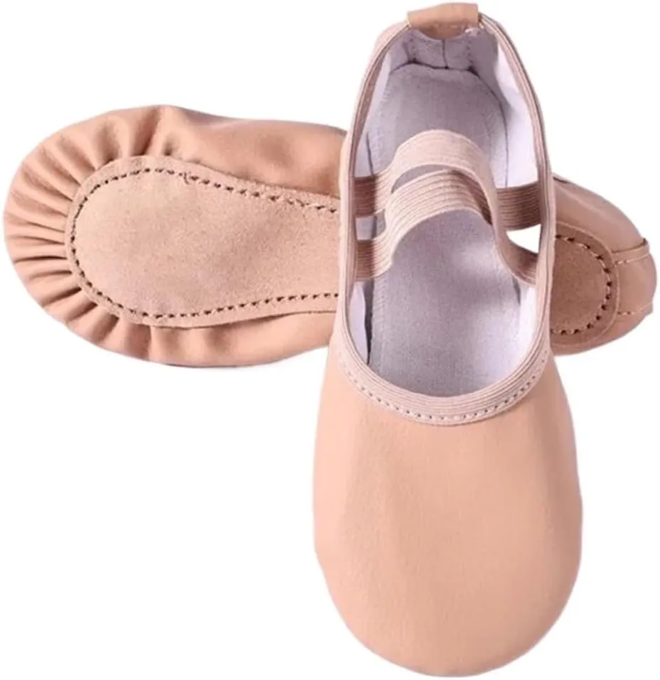 Ballet Shoes Women's Ballet Slippers for Woman Danseuse PU Leather Professional Dancers for Girls Kids Soft Sole Children Dance Shoes for Girls Toddler Ballet Slippers(Lace Up Split Sole,26)
