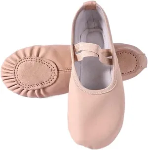 Ballet Shoes Women's Ballet Slippers for Woman Danseuse PU Leather Professional Dancers for Girls Kids Soft Sole Children Dance Shoes for Girls Toddler Ballet Slippers(Lace Up Split Sole,26)