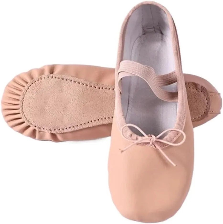Ballet Shoes Women's Ballet Slippers for Woman Danseuse PU Leather Professional Dancers for Girls Kids Soft Sole Children Dance Shoes for Girls Toddler Ballet Slippers(Lace Up Split Sole,26)