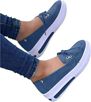 BBPM Comfy Elegant Orthopedic & Extremely Soft Shoes Casual Comfy Clogs Platform Suede Slip On Sandals Flat Mule Round Toe Loafer Shoes Beach Travel Walking Shoes,Blue,EU37/US6