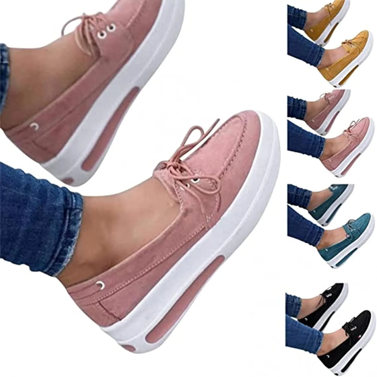 BBPM Comfy Elegant Orthopedic & Extremely Soft Shoes Casual Comfy Clogs Platform Suede Slip On Sandals Flat Mule Round Toe Loafer Shoes Beach Travel Walking Shoes,Blue,EU37/US6