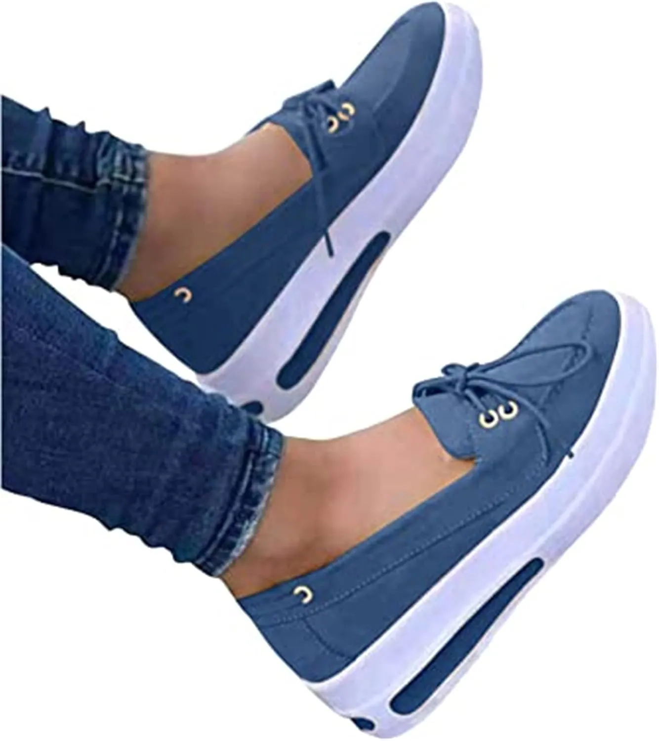 BBPM Comfy Elegant Orthopedic & Extremely Soft Shoes Casual Comfy Clogs Platform Suede Slip On Sandals Flat Mule Round Toe Loafer Shoes Beach Travel Walking Shoes,Blue,EU37/US6