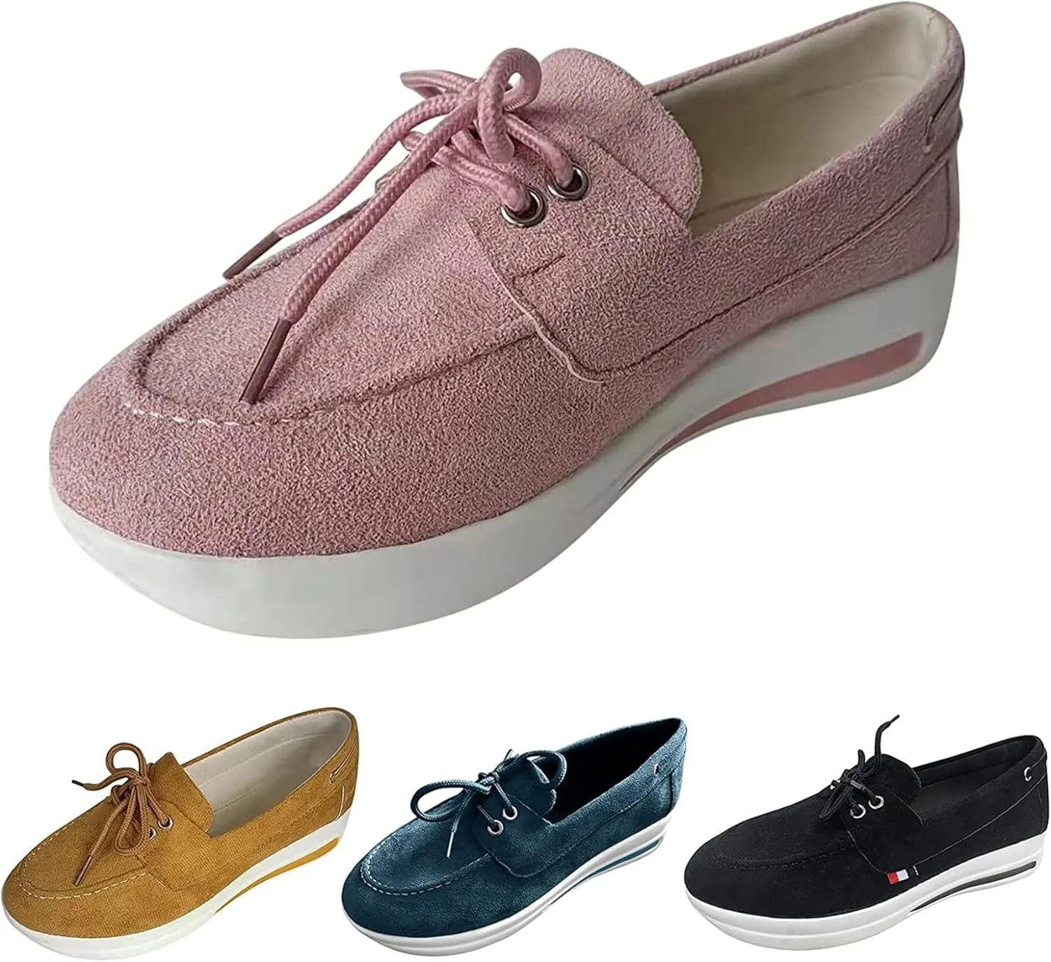 BBPM Comfy Elegant Orthopedic & Extremely Soft Shoes Casual Comfy Clogs Platform Suede Slip On Sandals Flat Mule Round Toe Loafer Shoes Beach Travel Walking Shoes,Blue,EU37/US6