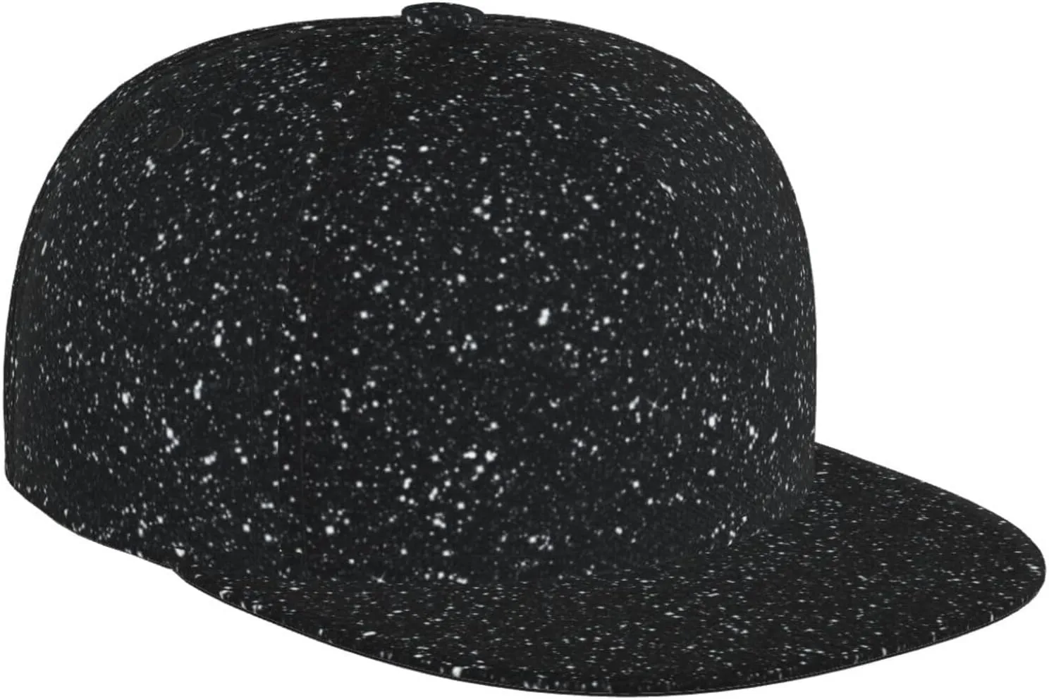 Black Glitter Snapback Hats for Men, Flat Bill Brim Baseball Cap, Golf Dad Hat for Travel Activities