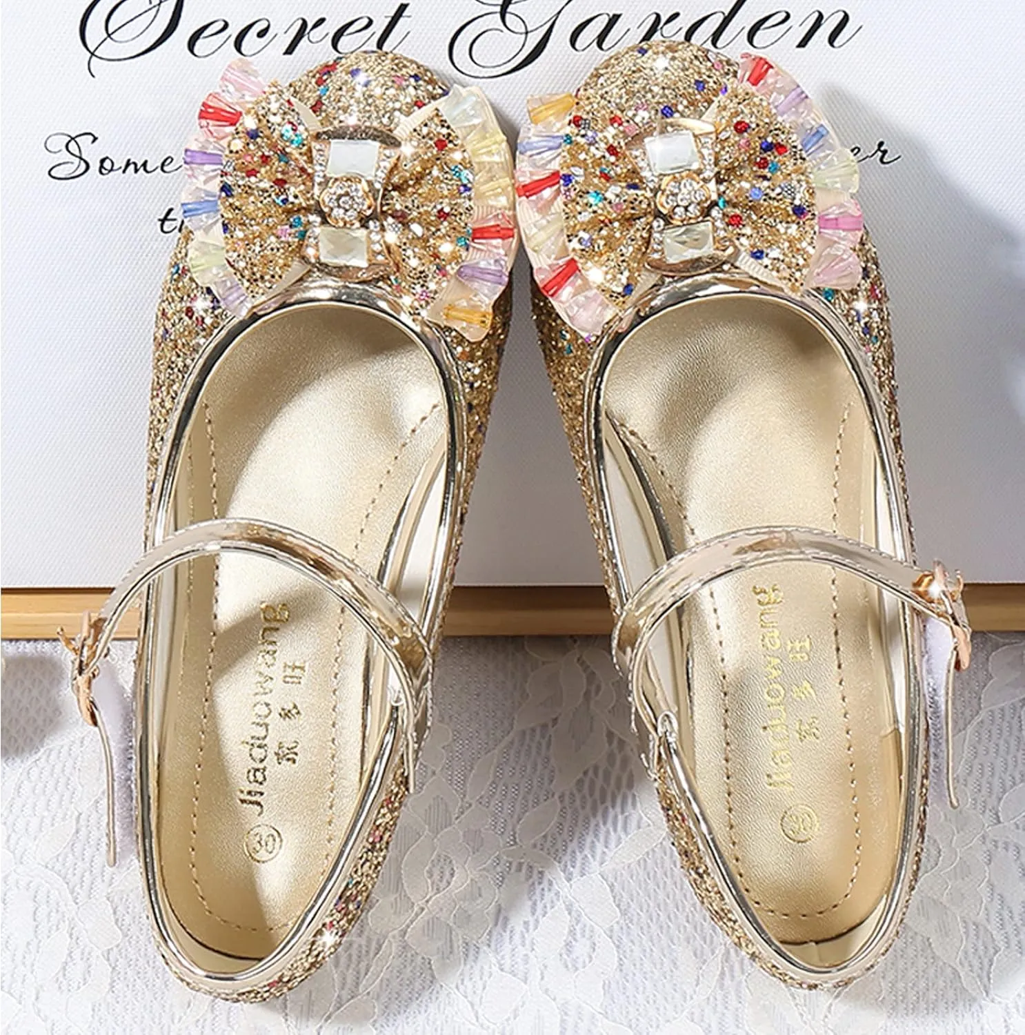 Cadidi Dinos Girls Dress Shoes Wedding Party Heel Mary Jane Princess Flower Shoes (Toddler/Little Kid/Big Kid)