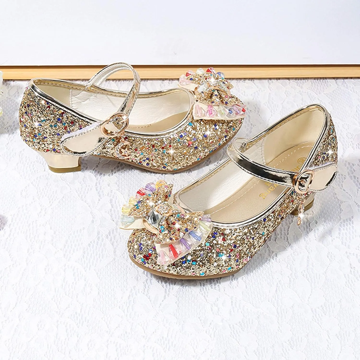 Cadidi Dinos Girls Dress Shoes Wedding Party Heel Mary Jane Princess Flower Shoes (Toddler/Little Kid/Big Kid)