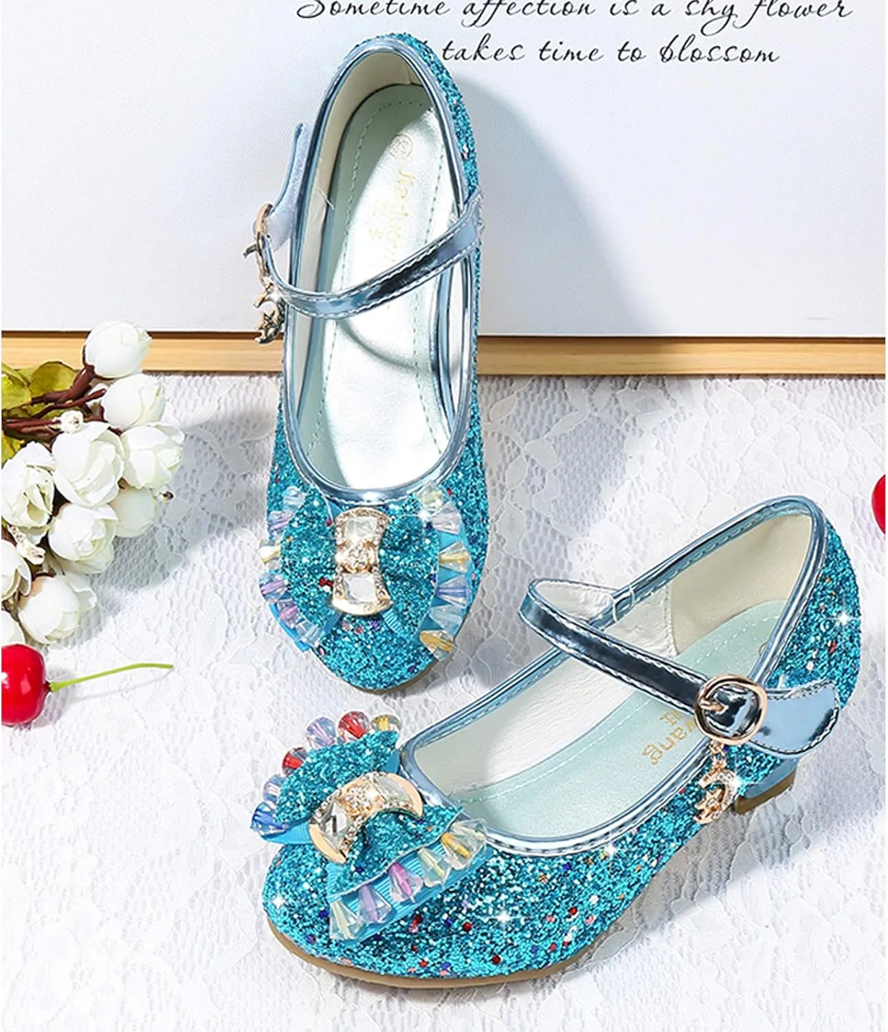 Cadidi Dinos Girls Dress Shoes Wedding Party Heel Mary Jane Princess Flower Shoes (Toddler/Little Kid/Big Kid)