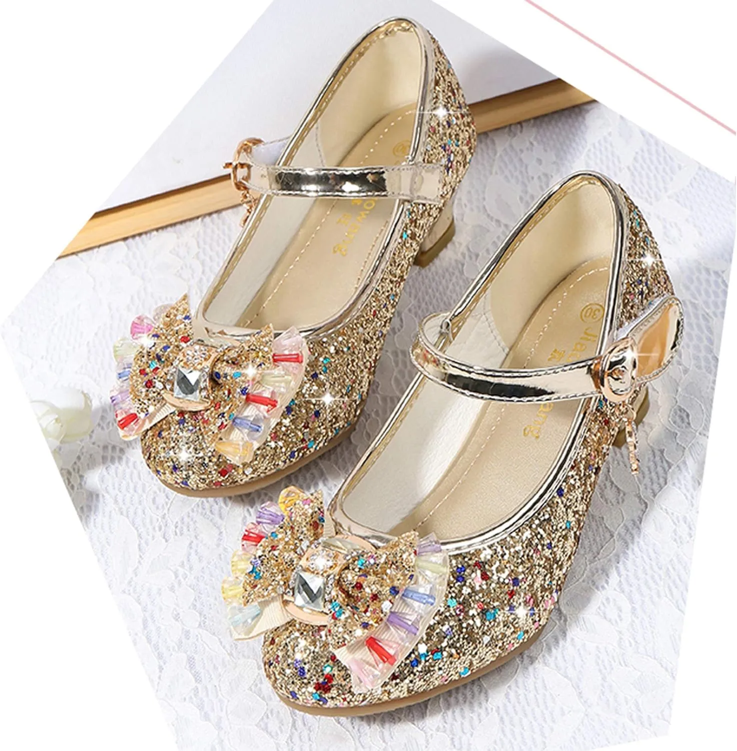 Cadidi Dinos Girls Dress Shoes Wedding Party Heel Mary Jane Princess Flower Shoes (Toddler/Little Kid/Big Kid)