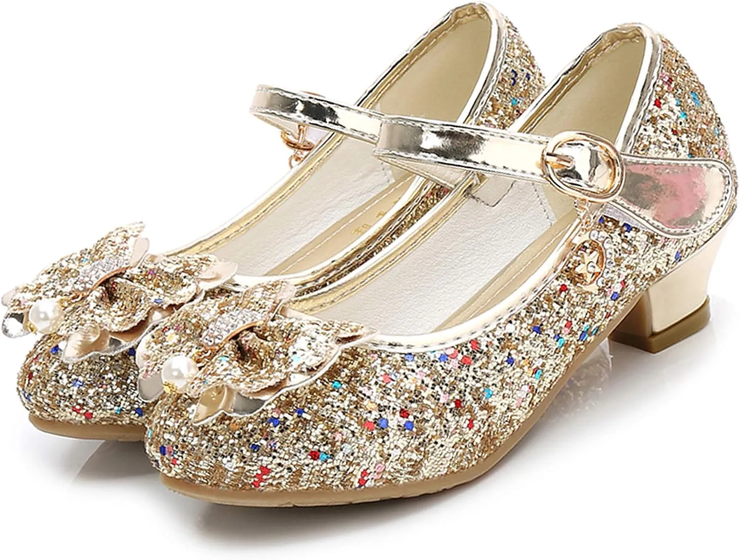 Cadidi Dinos Girls Dress Shoes Wedding Party Heel Mary Jane Princess Flower Shoes (Toddler/Little Kid/Big Kid)