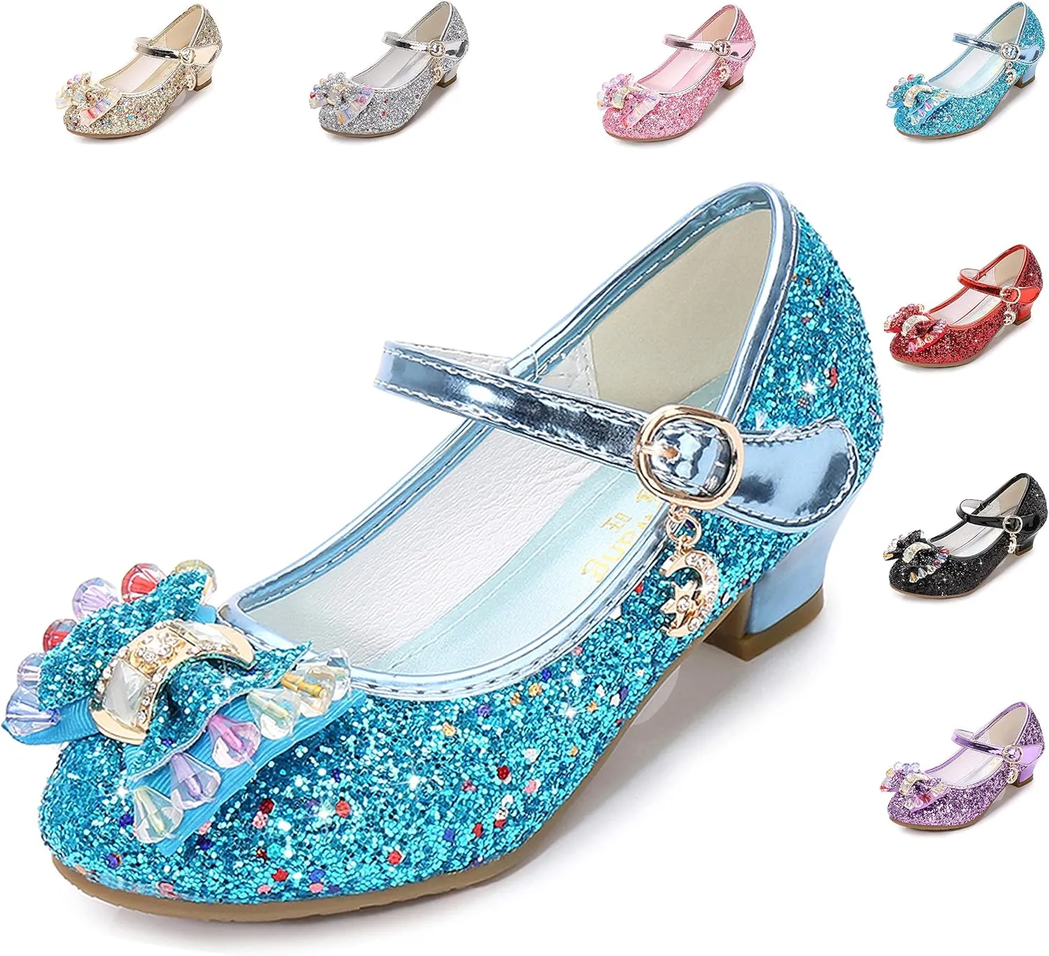 Cadidi Dinos Girls Dress Shoes Wedding Party Heel Mary Jane Princess Flower Shoes (Toddler/Little Kid/Big Kid)