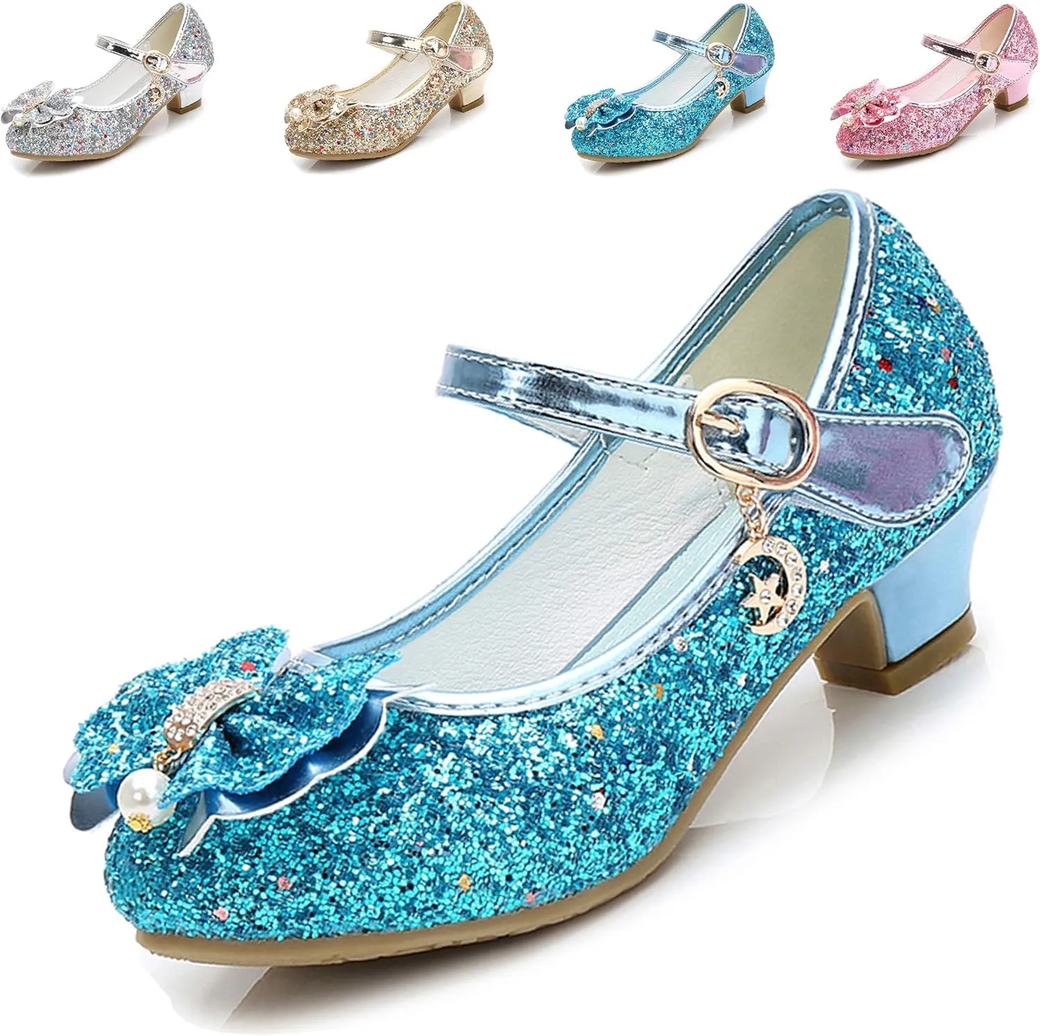 Cadidi Dinos Girls Dress Shoes Wedding Party Heel Mary Jane Princess Flower Shoes (Toddler/Little Kid/Big Kid)
