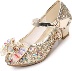 Cadidi Dinos Girls Dress Shoes Wedding Party Heel Mary Jane Princess Flower Shoes (Toddler/Little Kid/Big Kid)