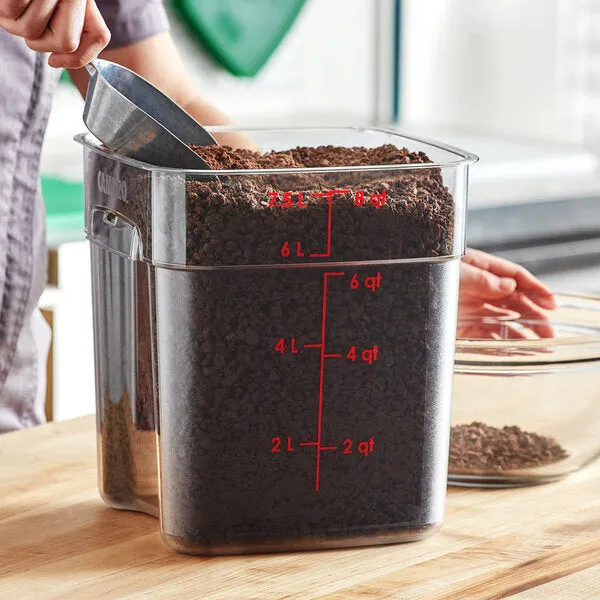 CAMBRO, POLYCARBONATE FOOD STORAGE SQUARE CONTAINER - RED 8 QT