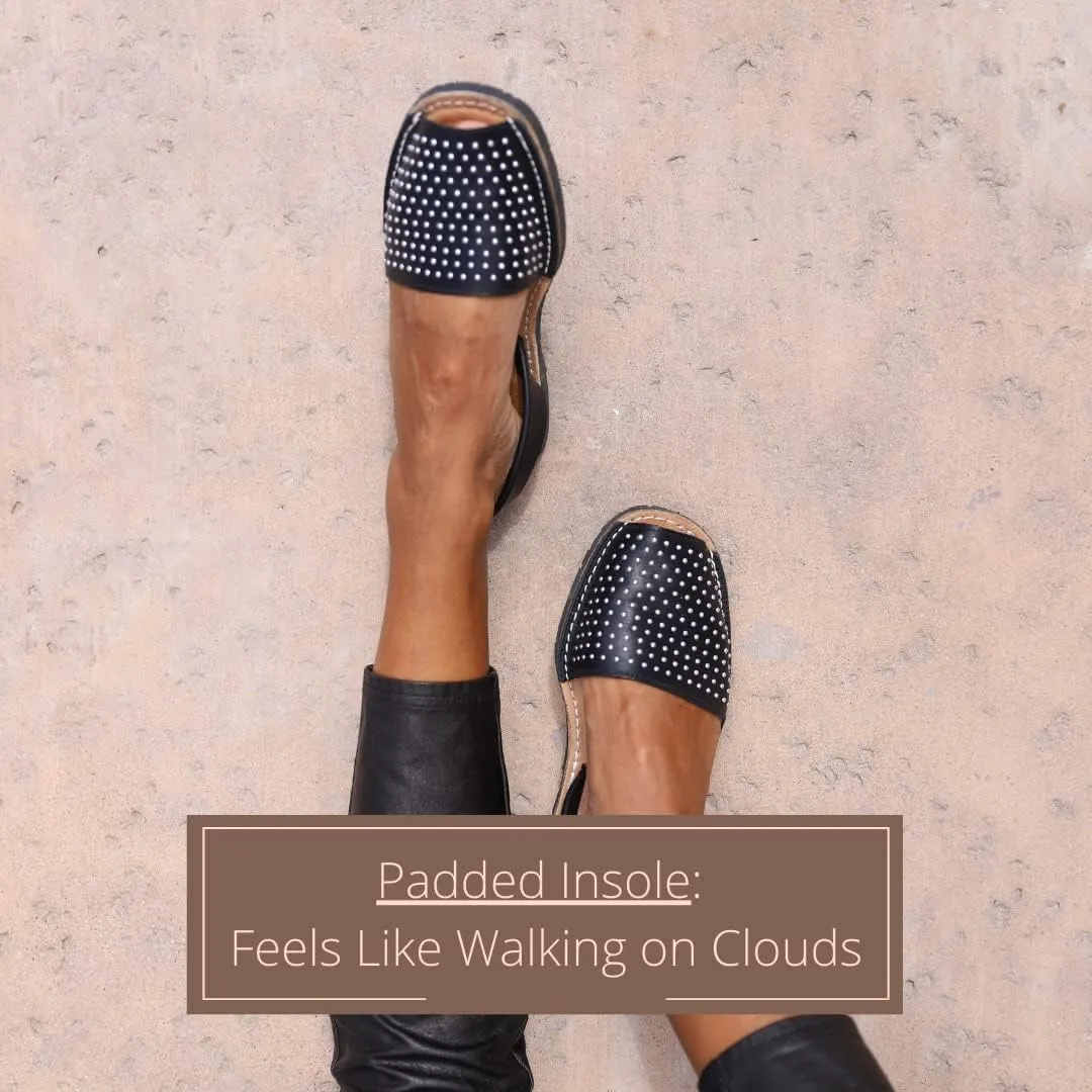 Classic Flat Sandals for Women  Dressy Soft Leather Peep Toe Womens Flat Sandals, Casual Slip on Flats