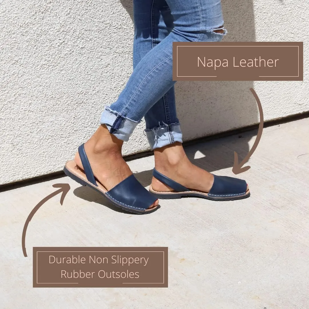 Classic Flat Sandals for Women  Dressy Soft Leather Peep Toe Womens Flat Sandals, Casual Slip on Flats