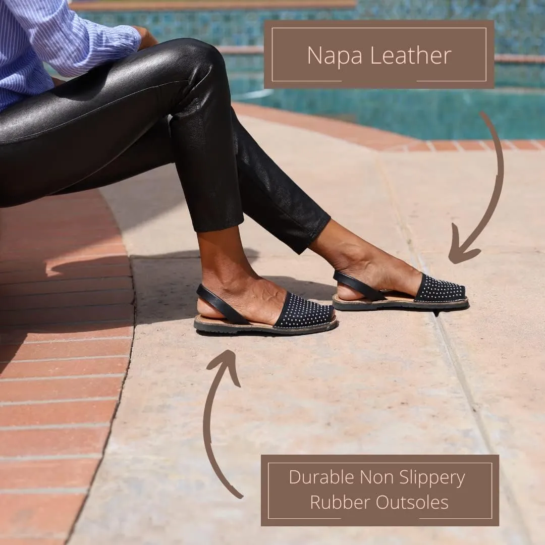 Classic Flat Sandals for Women  Dressy Soft Leather Peep Toe Womens Flat Sandals, Casual Slip on Flats